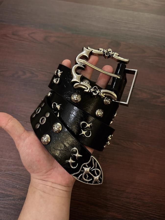 Studded Skull Leather Belt 