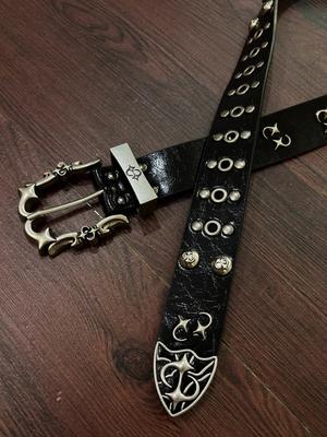 Studded Skull Leather Belt 