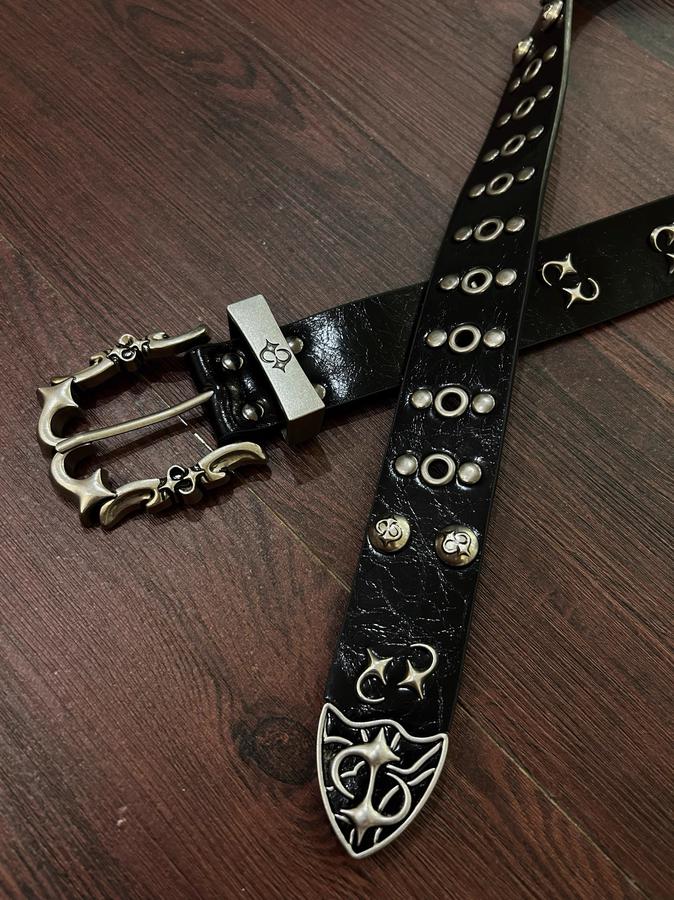 Studded Skull Leather Belt 