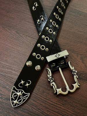 Studded Skull Leather Belt 
