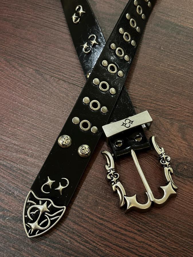 Studded Skull Leather Belt 