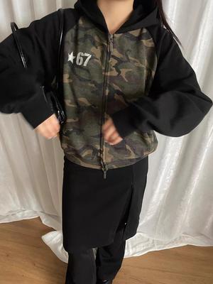 Streetwear military print hoodie