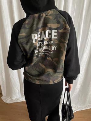 Streetwear military print hoodie