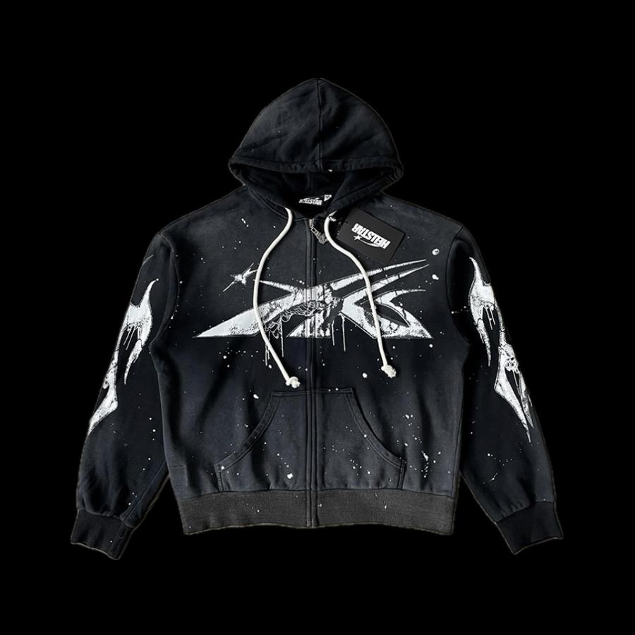 Hellstar Studios Spiderweb Sport Logo Zip Up Hoodie