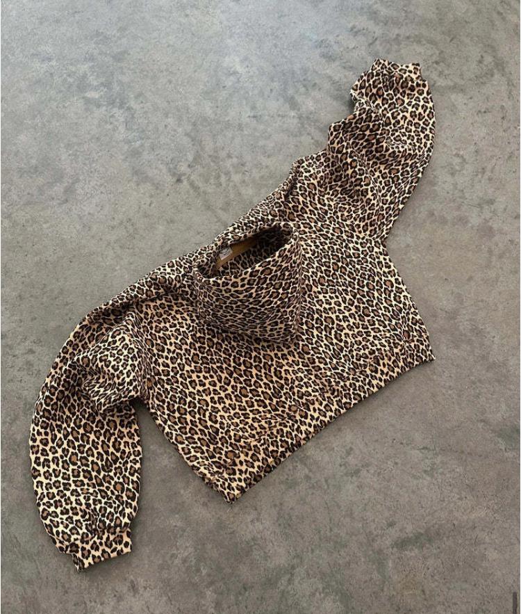 Leopart print vintage hoodie