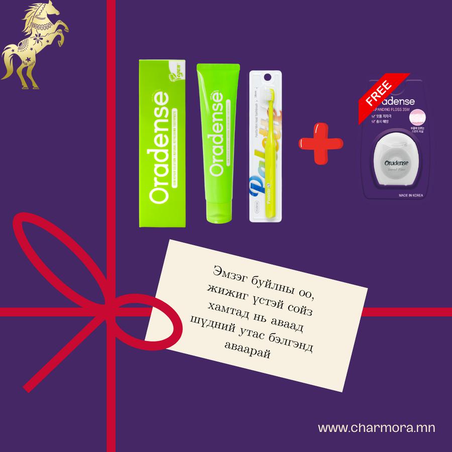 Эмзаг буйланд зориулсан оо 100г, жижиг үстэй сойз 1ш, шүдний утас 1ш